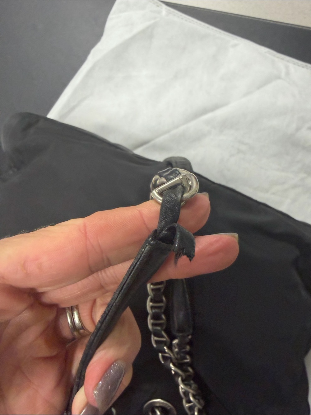 Prada Black Nylon Chain-Handle Tote with Silver Hardware - Picture 15 of 15